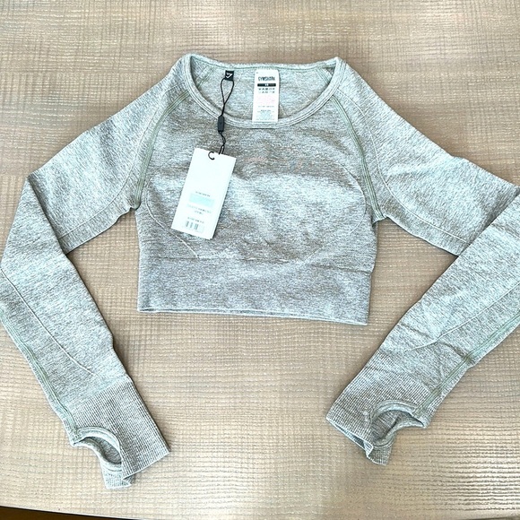 NWT Gymshark Flex Crop Top Khaki Marls/Taupe - Picture 1 of 10